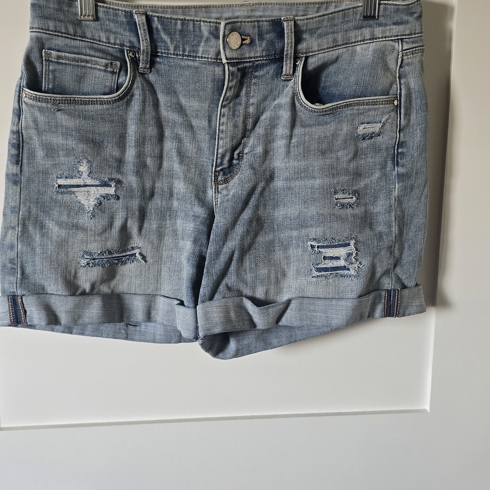 White House Black Market Light Blue Distressed Denim Jean Shorts